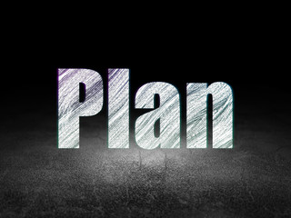 Business concept: Plan in grunge dark room