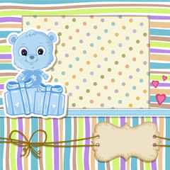 Teddy bear for baby boy . Baby shower invitation