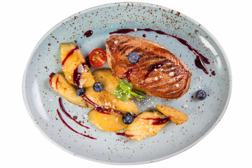 roast meat wit pear