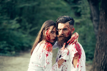 halloween couple with blood