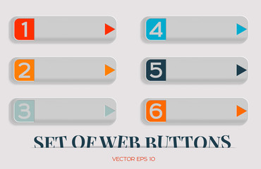 Modern vector set of buttons for web site, can be used as an advertising banner, or pointer. Web design.