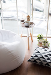 scandinavian style hipster interior, cozy loft room