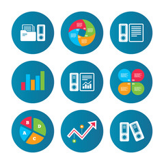 Accounting icons. Document storage in folders.
