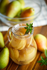 sweet pear compote in a decanter