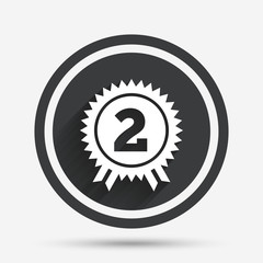 Second place award sign icon. Prize for winner.