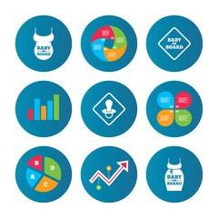 Baby on board icons. Infant caution signs.