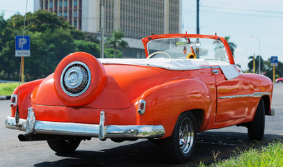 American Cabriolet Classic car on street in Havanna Cuba