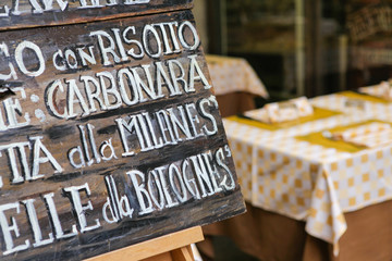 Italian restaurant with chalkboard menu