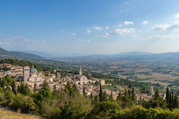 Fototapeta na wymiar Assisi, Italy. View of the city on the slopes of Monte Subasio