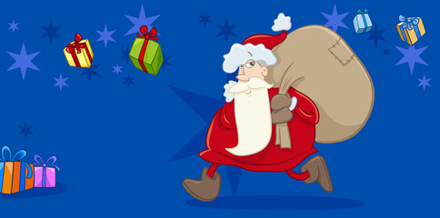 santa with sack greeting card