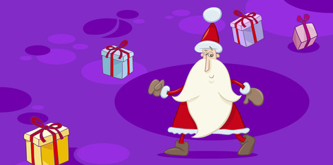 christmas greeting card with santa