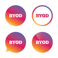 BYOD sign icon. Bring your own device symbol.