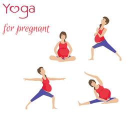 Set of yoga poses for pregnant women made in vector.