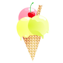 Fresh ice cream isolated on white background. Vector illustration