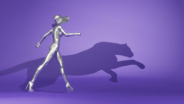 Silhouette of a woman chrome
