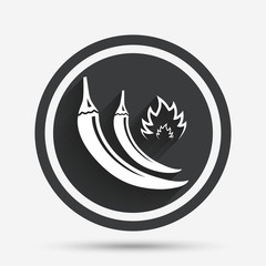 Hot chili peppers sign icon. Spicy food symbol.