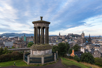 View of Edinburgh from Calton Hill on a cloudy morning
