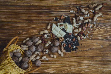 chocolate on wooden background