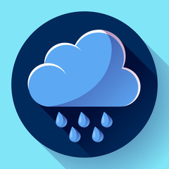 Vector flat color weather meteorology icon with long shadow