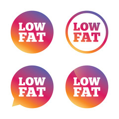 Low fat sign icon. Salt, sugar food symbol.