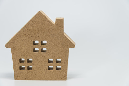 Wooden house toy with white background