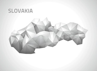 Slovakia polygonal grey and silver mosaic triangle map