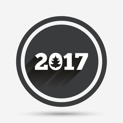 Happy new year 2017 sign icon. Calendar date.