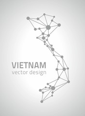 Vietnam outline grey and silver vector triangle map