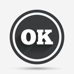 Ok sign icon. Positive check symbol.