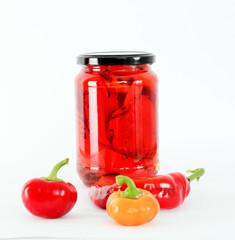 Canning, Jar, Food.vegetableson white background