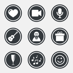 Party celebration, birthday icons. Carnival.