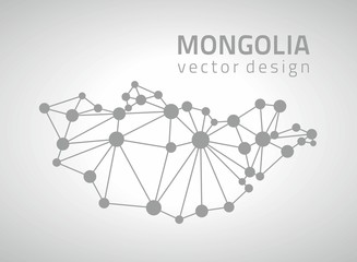Mongolia grey vector dot mosaic outline map