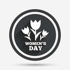 8 March Women's Day sign icon. Flowers symbol.