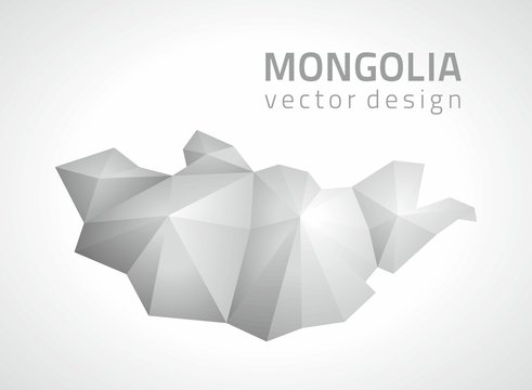 Mongolia mosaic grey vector triangle perspective map