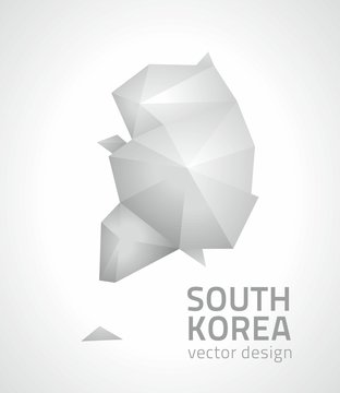 South Korea vector grey triangle perspective 3d polygonal map