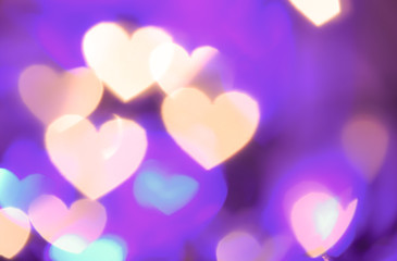 heart shaped lights. Hearts background.Heart shaped blurred lights, bokeh. Bokeh background