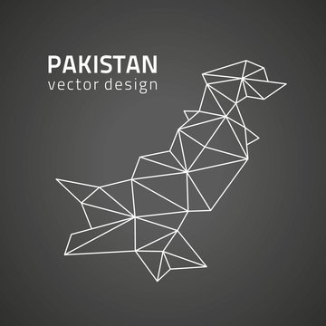 Pakistan contour black vector triangle map