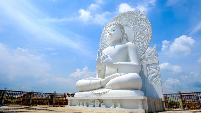 Big white buddha statue ,temple in Saraburi province, Thailand. Photo taken on: 02 Oct , 2016