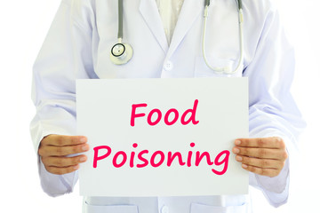 Doctor holding Food poisoning card in hands