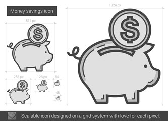 Money savings line icon.