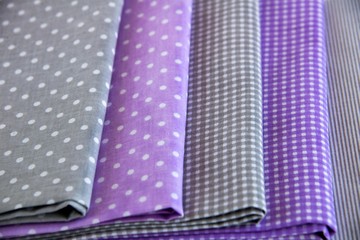Set of sewing, gray and purple style, sewing accessories, background