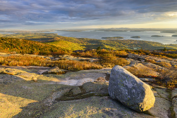 Sunrise in Autumn from Cadillac Mountain - Maine