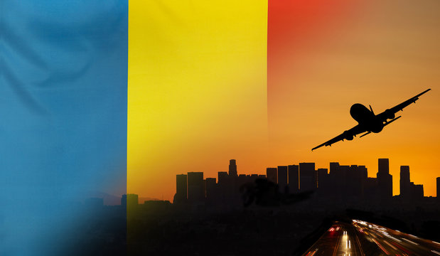 Romania fabric Flag Travel and Transport Concept