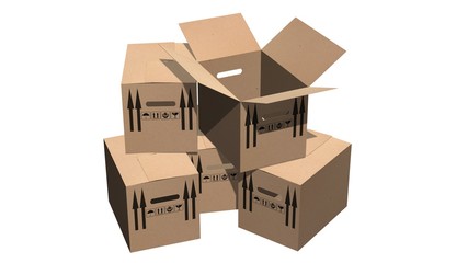 
cardboard boxes moving boxes - isolated on white