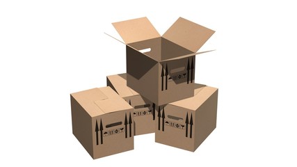 
cardboard boxes moving boxes - isolated on white