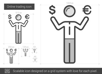 Online trading line icon.