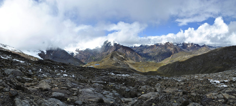 Mountain pass panorama, Huapi, Peru.