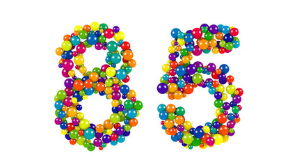 Number 85 formed of colorful balls
