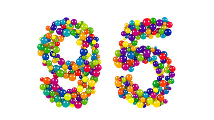 Colorful bright number 95 formed of small spheres