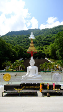  Big white buddha statue on the mountain ,temple in Saraburi province, Thailand. Photo taken on: 02 Oct , 2016